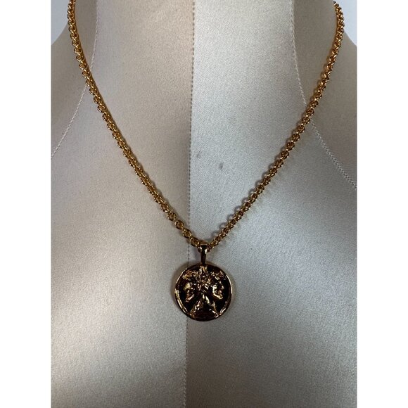 Gold-Plated Multilana Necklace With Janus Pendant 18" Chain Timeless Roman-Inspi - Picture 10 of 16